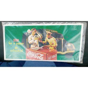 Coca Cola Tin Sign Stop Pause Go Vintage 1991 New Gas Truck Man Cave 16.75" x 8"